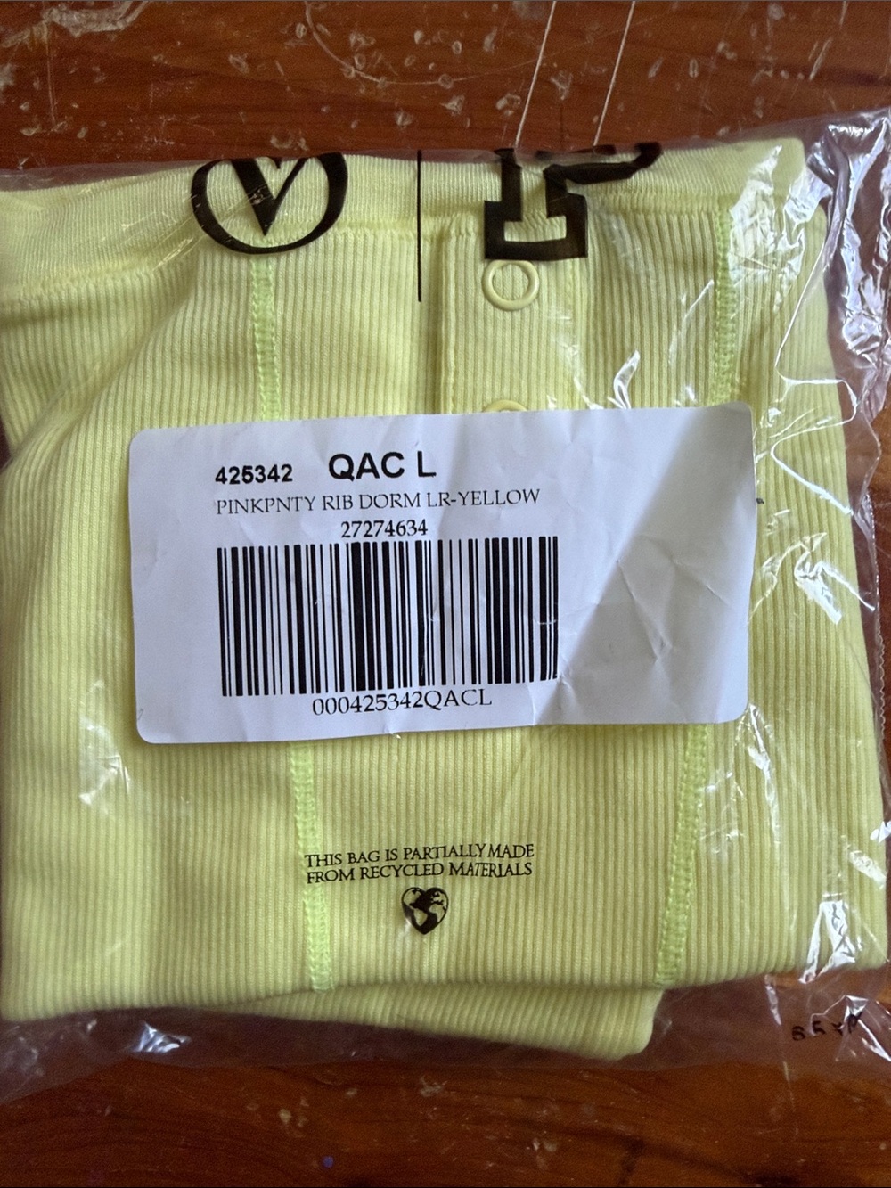 Victoria's Secret Light Yellow Ribbed Panty